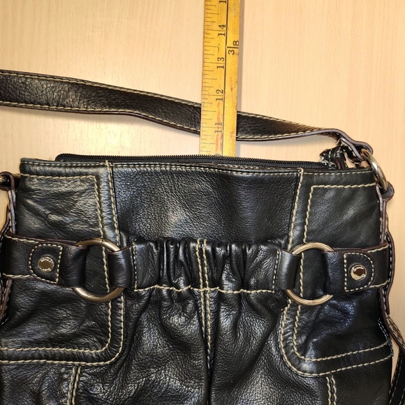 Tignanello Genuine Black Leather Crossbody Handbag Y2K - Picture 6 of 10